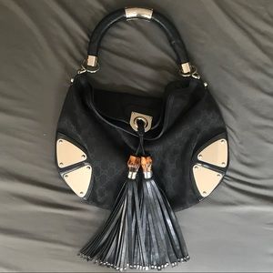Gucci Monogram Black Canvas Indy Bag